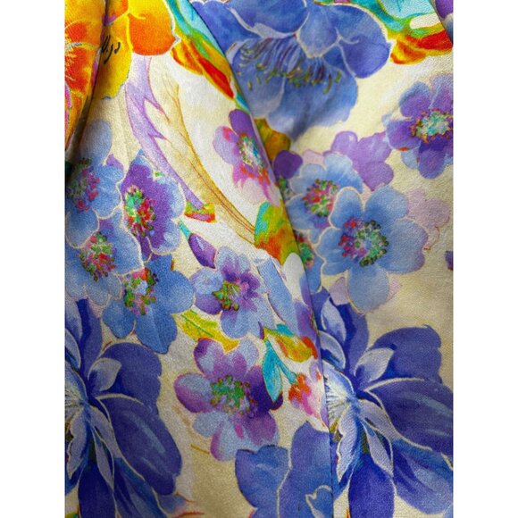 Manzoni Couture 100% Silk Floral Wearable Art Blazer Statement Jacket Sz 14 - Picture 6 of 7